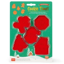 Legami Weitere Küchen-Accessoires|Party-Accessoires*5er-Set Plätzchenformen mit Stempel - Cookie Time!