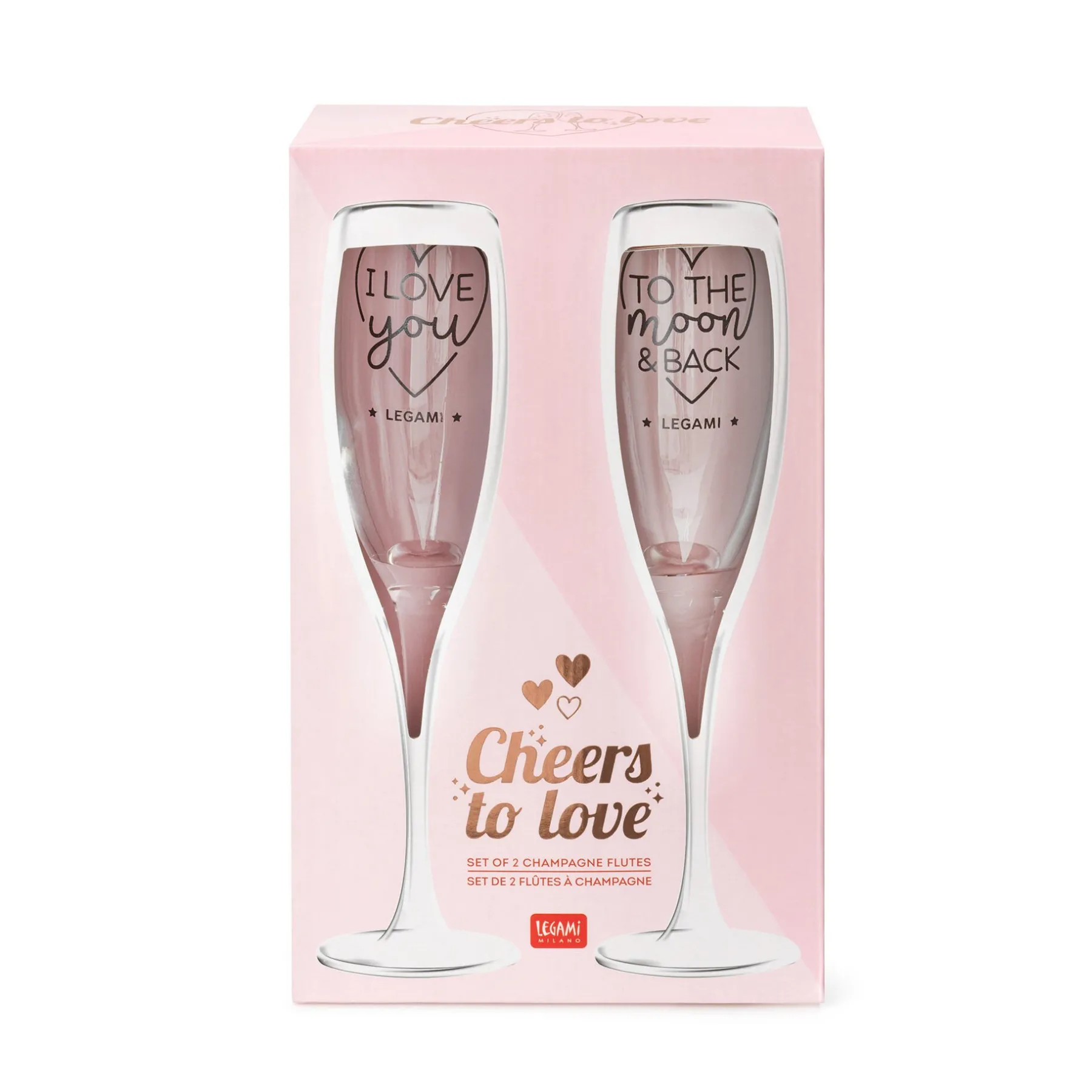 Legami Cocktail Hour*2er-Set Sektgläser - Cheers to Love
