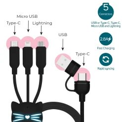 Legami Zubehör Für Smartphone, Pc, Tablet|Power-Banks Und Ladegeräte*Lade- und Synchronisationskabel 3 in 1 - Three Hugs