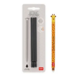 Legami Löschbare Stifte|Erasables Stifte Nachfüllminen*Set Löschbarer Stift Giraffe mit schwarzer Ersatzmine