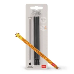 Legami Löschbare Stifte|Erasables Stifte Nachfüllminen*Set Löschbarer Stift Giraffe mit schwarzer Ersatzmine
