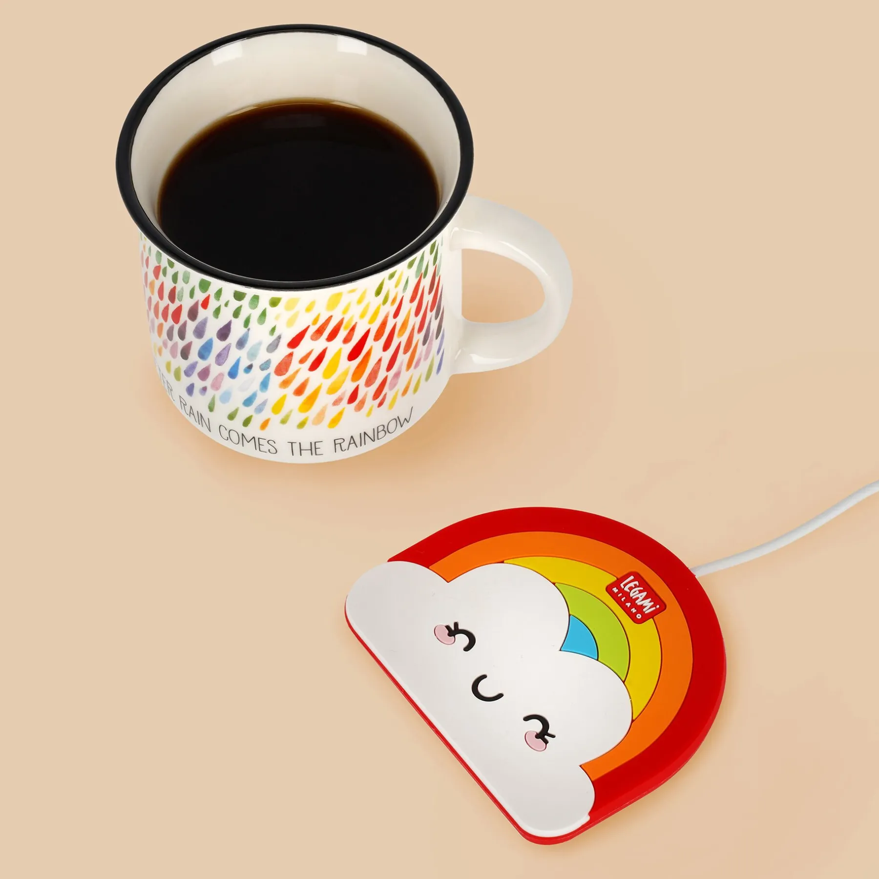 Legami Tassenwärmer|Kaffeebecher*Set Tassenwärmer Rainbow und Tasse Rainbow