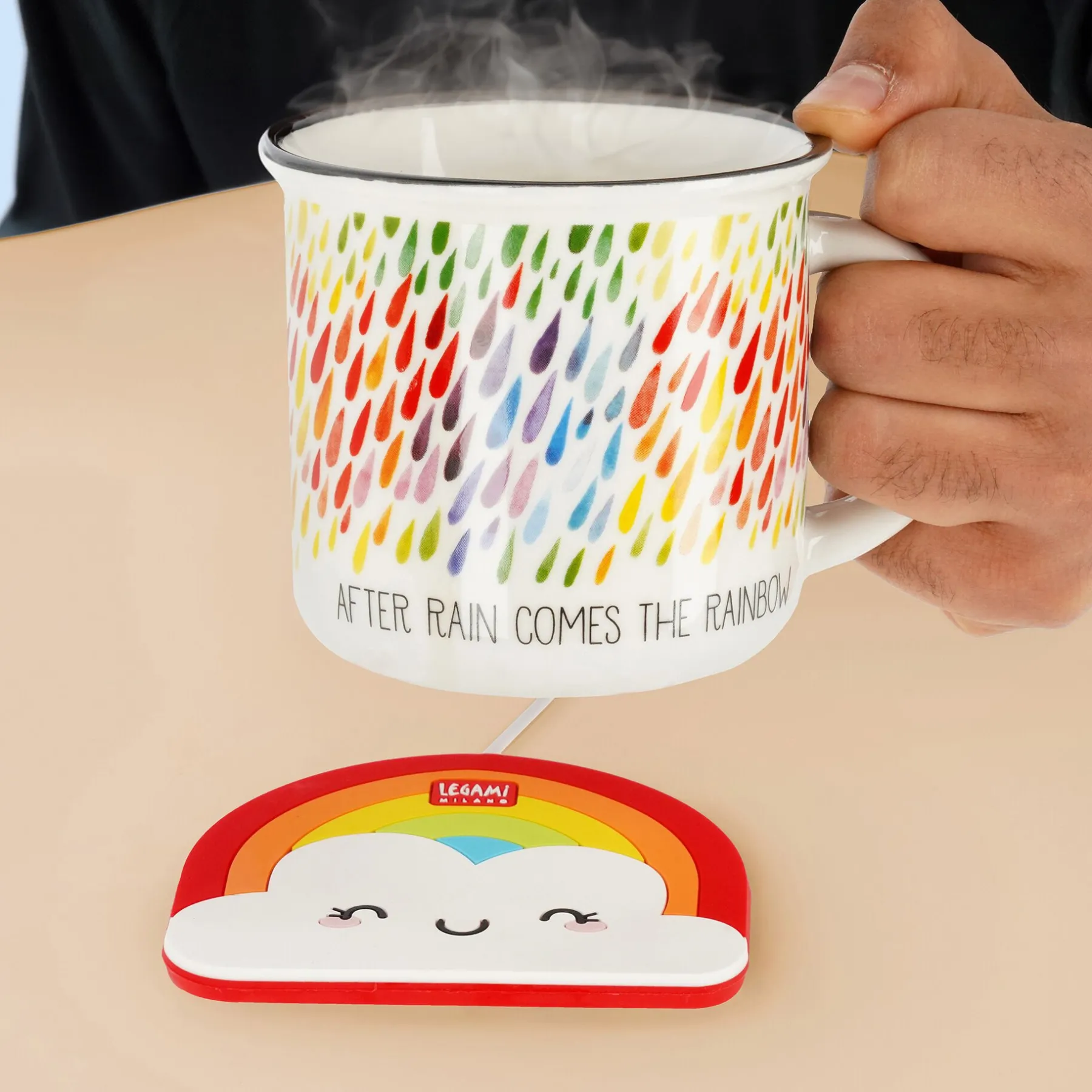 Legami Tassenwärmer|Kaffeebecher*Set Tassenwärmer Rainbow und Tasse Rainbow