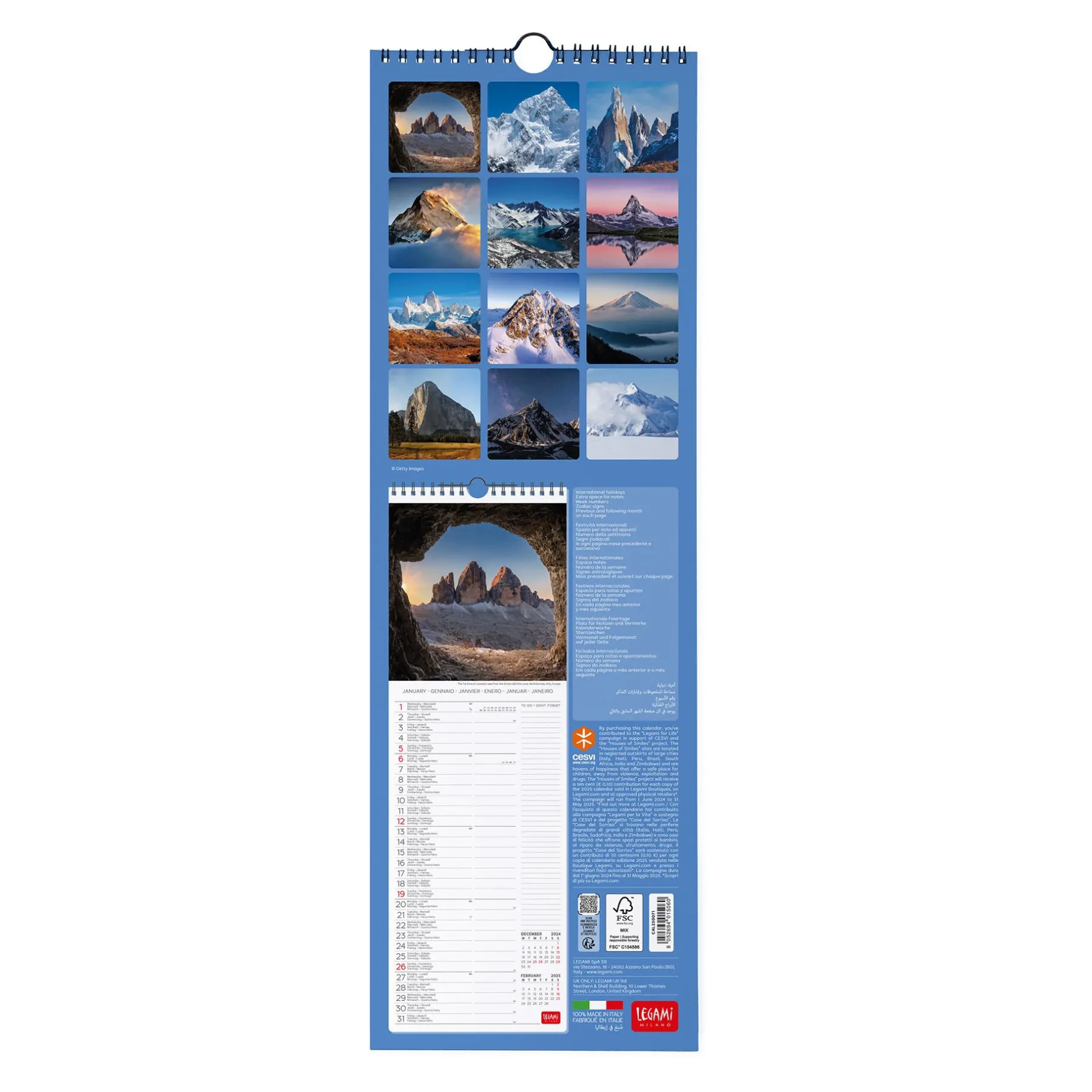 Legami Wandkalender*Wandkalender 2025 - 16 x 49 cm