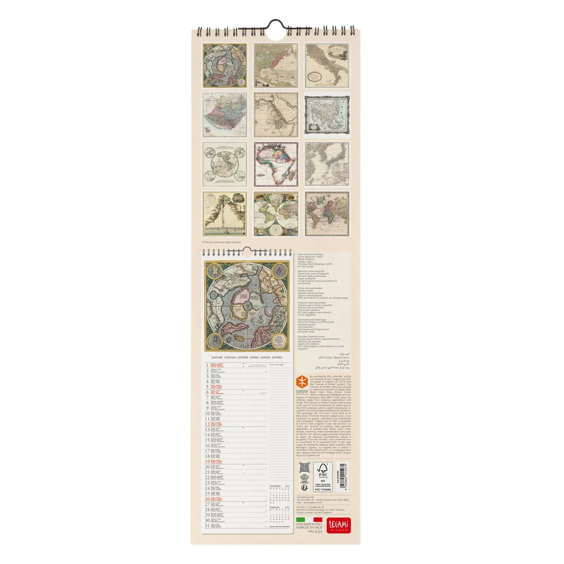 Legami Wandkalender*Wandkalender 2025 - 16 x 49 cm