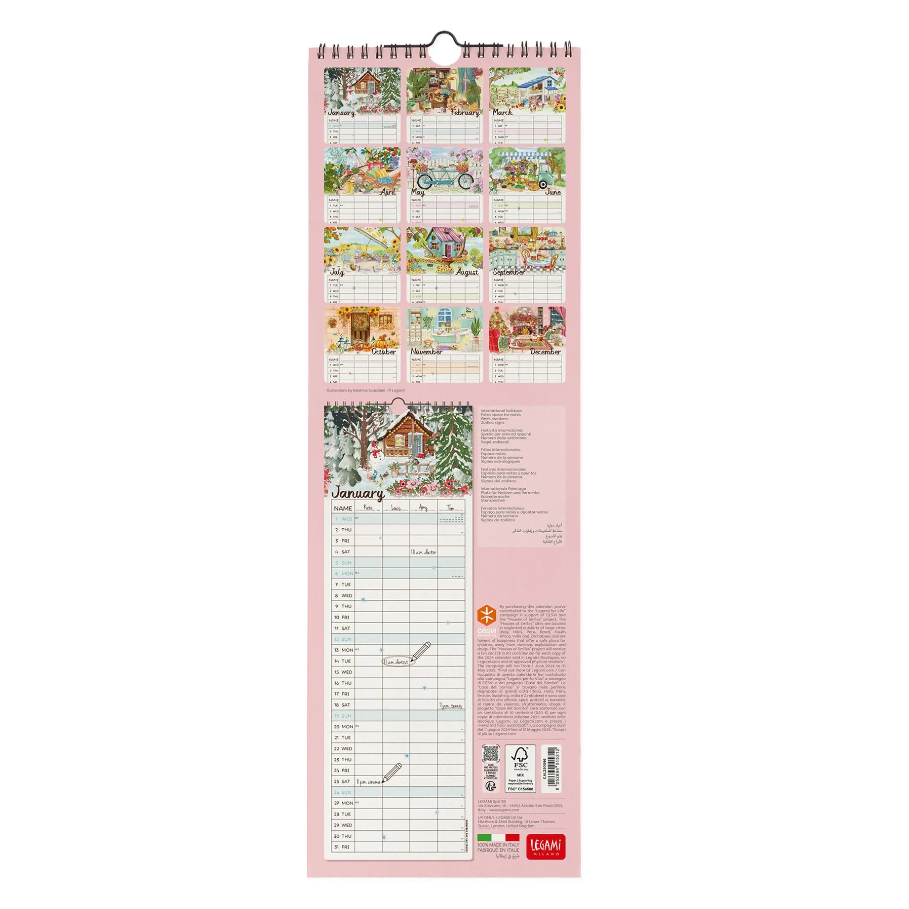 Legami Wandkalender*Wandkalender 2025 - 16 x 49 cm