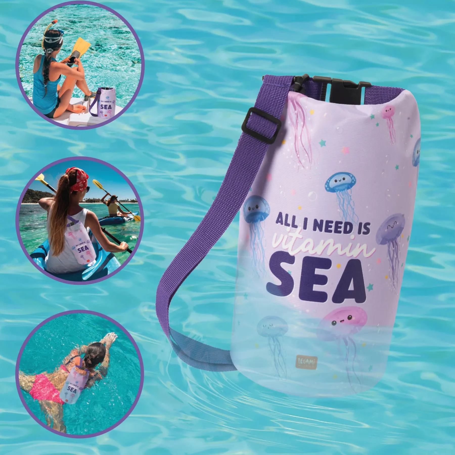 Legami Strandzubehör|Taschen*Wasserdichter Beutel - 3 Liter - Good Vibes