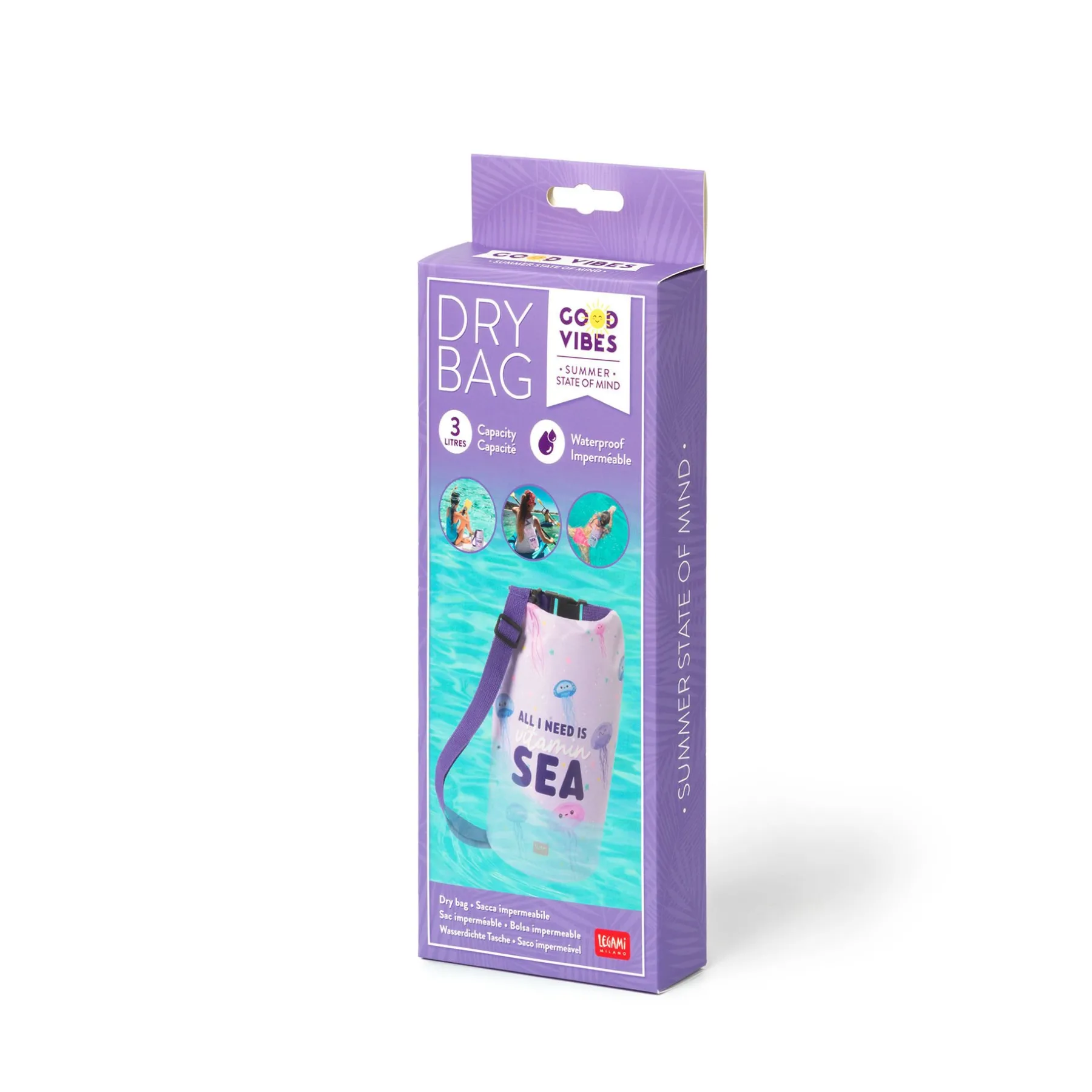 Legami Strandzubehör|Taschen*Wasserdichter Beutel - 3 Liter - Good Vibes